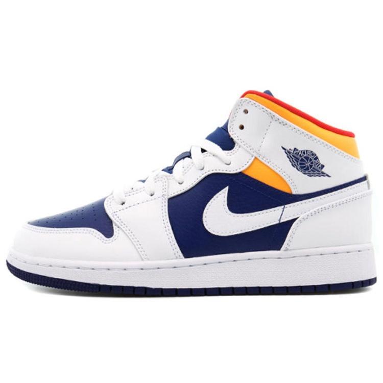 (GS) Air Jordan 1 Mid White Deep Royal Blue Kids 554725-131 EU 38