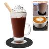 7Pcs Non-slip Silicone Drinking Coaster Set Holder Cup Coaster Mat Set Black Round Silicone Mat Home Office Table Decor Cup Pad