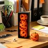 Artistic Home Accents for Fall 3D Printed Stacked Jack‑O‑Lantern Bookend Statue Halloween Pumpkin Face Book Holder Spooky Desktop Ornament
