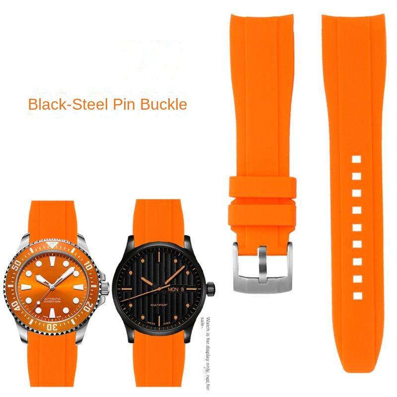 Pulseira de Borracha com Ponta Curva Para Rolex Water Ghost Seiko Mido helmsman Casio swordfish arco à prova d'água mergulho pulseira de relógio de silicone 22mm