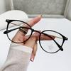 Anti-Blue Light Plain Glasses Ultra-Light Blush Cold Brown Color Korean Anti Radiation Eyeglasses Round Metal Frame