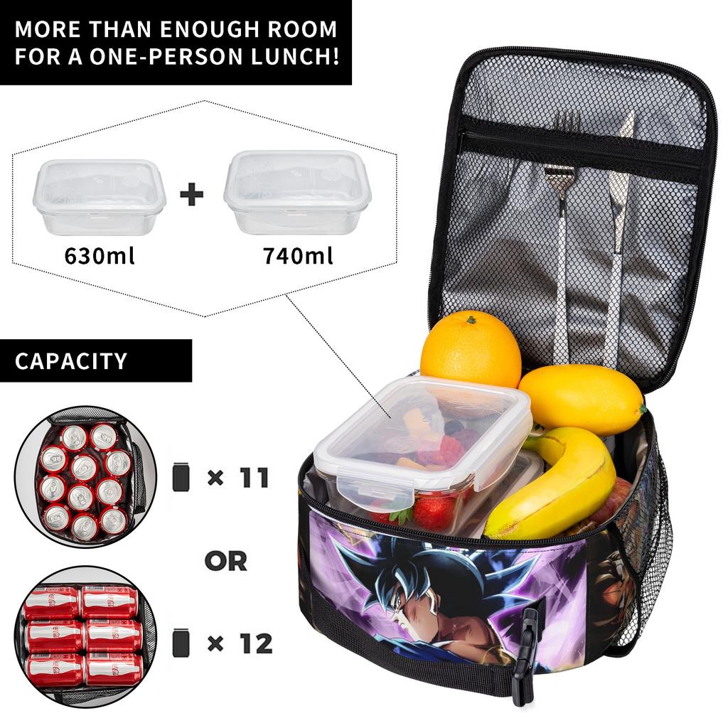 DBZ  Cartoon Anime Insulated Lunch Bags Cooler Bag Reusable,Meal Container  Large Tote Lunch Box Bento Pouch College  Travel