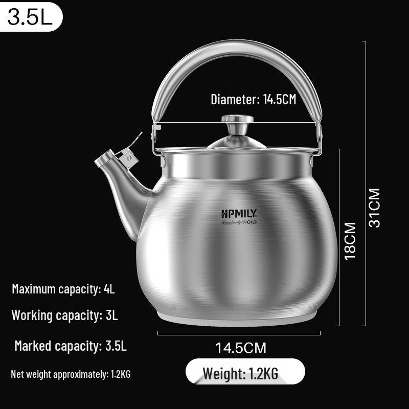 

Zhu Jia Le 316 Stainless Steel Whistling Kettle, 5.5L, Dual Use for Induction and Gas Cooking