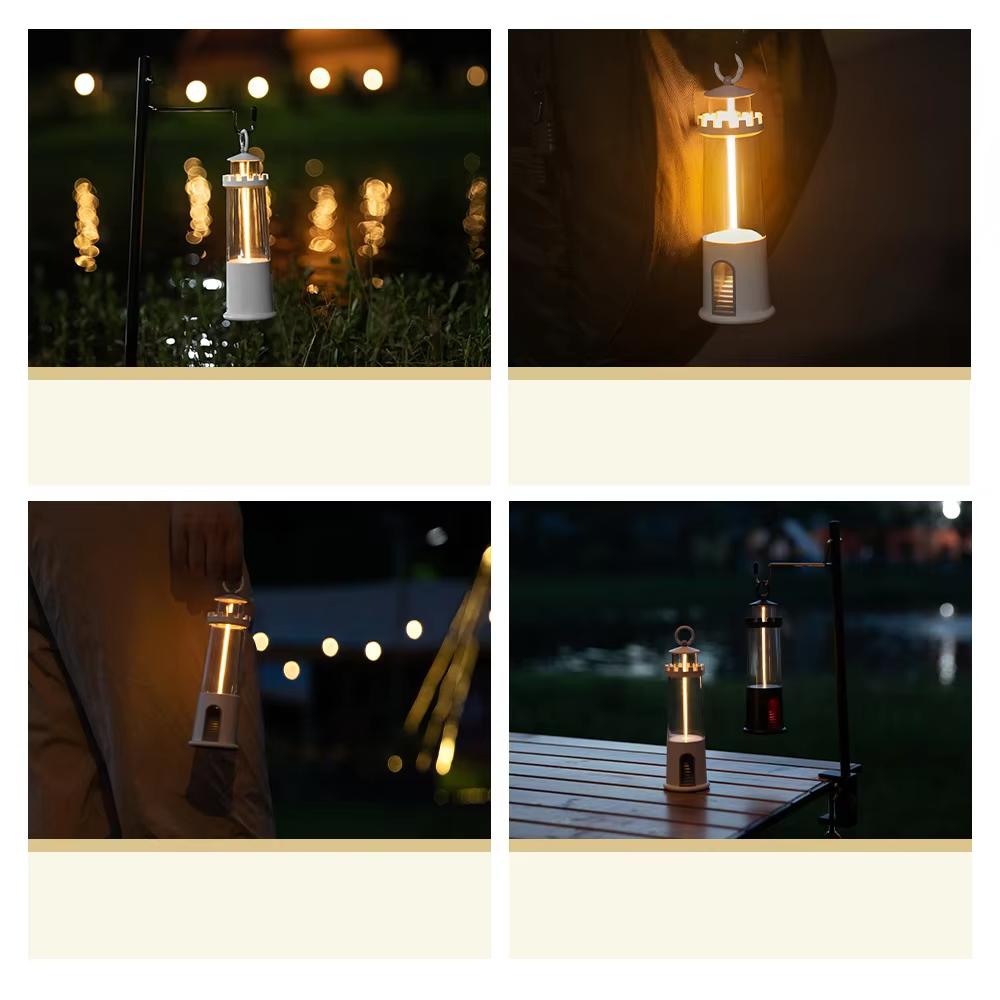 Retro Lighthouse Night Light Cordless Lantern Table Lamp Portable Camping Lantern Dimming Sleep Light Bedroom Decor Gift