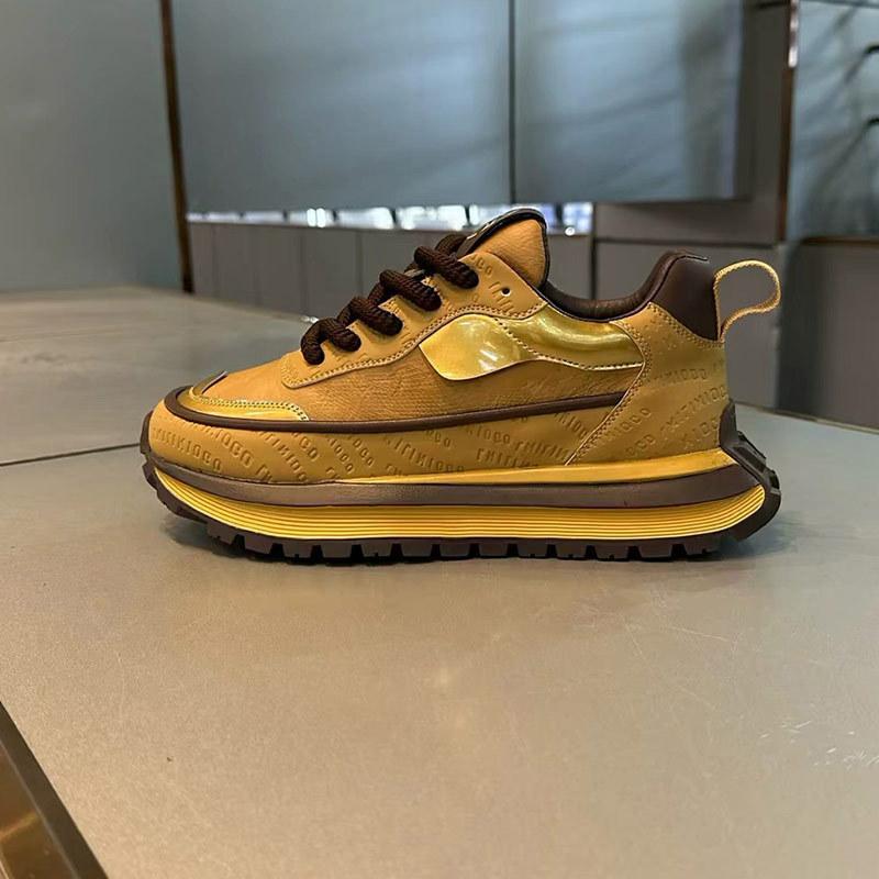 Spring and Autumn New Thick-soled Leather-faced Breathable Dad Shoes Lace-up Light Luxury Sports and Leisure Shoes Xlz