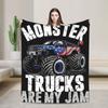 Monster Trucks Are My Jam Plush Blanket Girls Boys  Flannel Throw Blanket For Couch Chair Warm Custom Quality Bedspread Gift