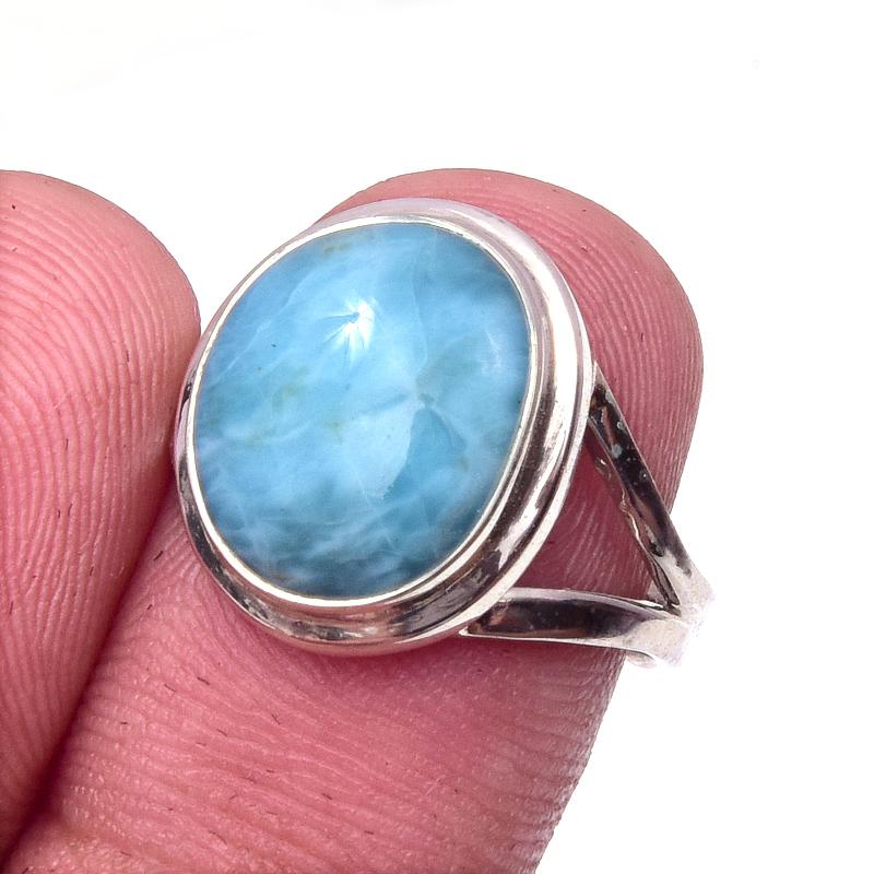 

Natural Republic Larimar Gemstone 925 Solid Sterling Silver Gift Ring S.7 c4w86
