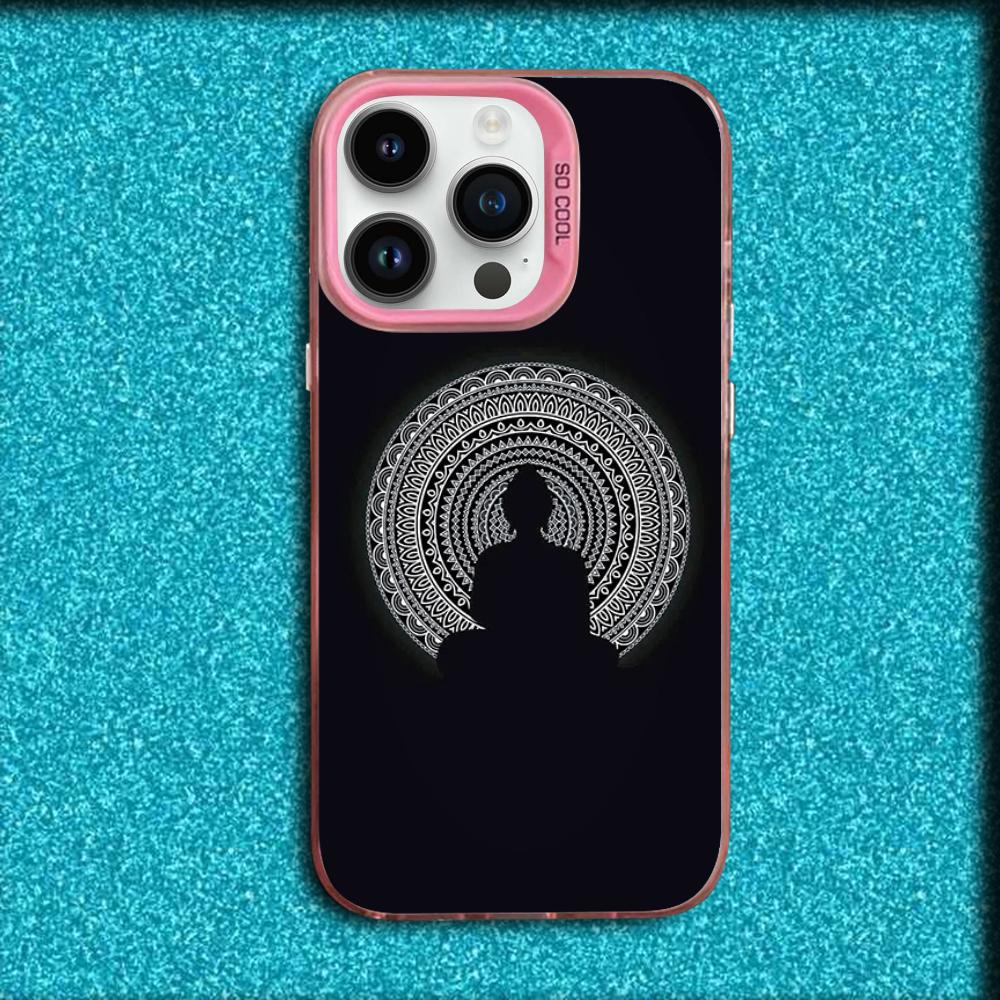 

Чехол для телефона с узором в виде Будды для iPhone 16,15,14,13,12,11,Mini,Pro,MAX Розовый Матовый Силиконовый Чехол iPhone15