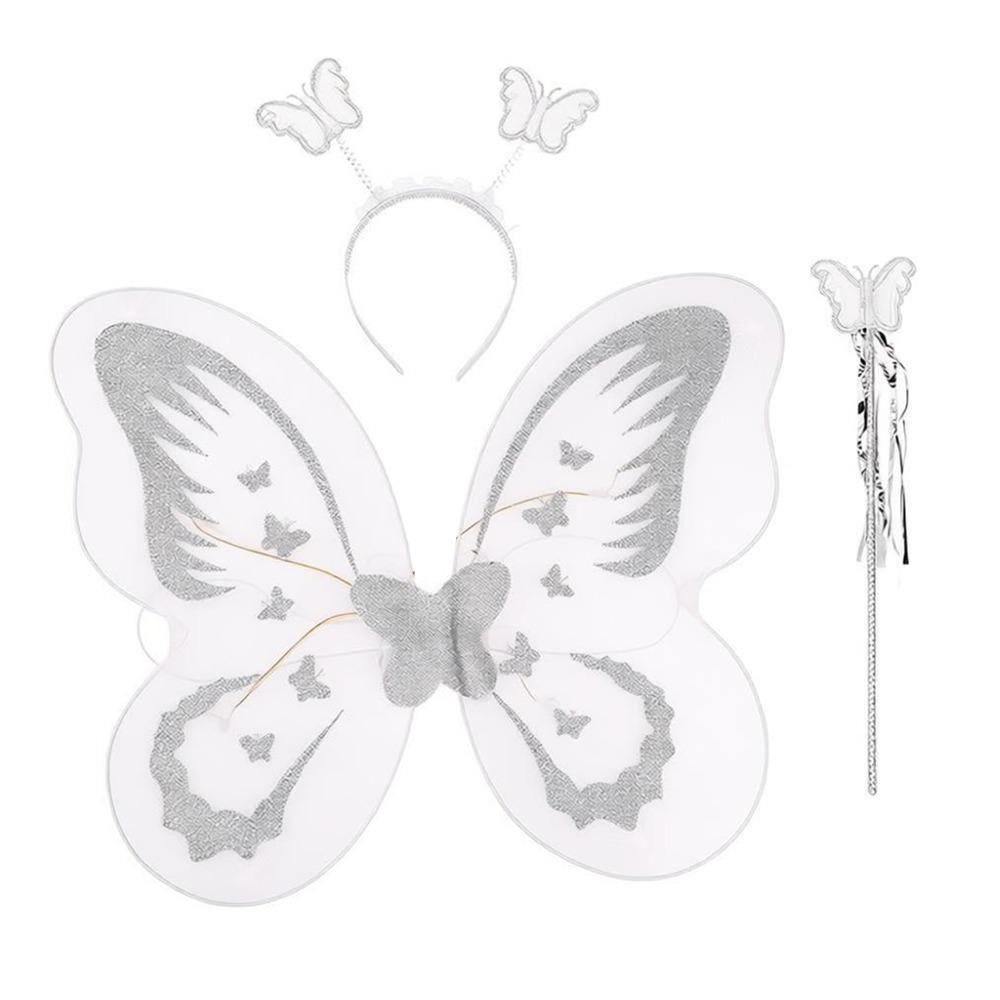 3Pcs/Set Sparkling Butterfly Wings Princess Hair Hoop Fairy Wand Angel Wings Colorful Butterfly Costume Wings