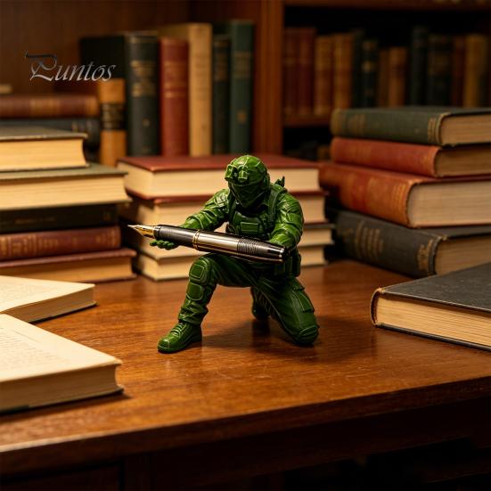 Military Collection Ornament 3D Printed Soldier Pen Pencil Holder Stand for Desk, All-in-one Stationery Display Stand, Creative Holder, Decorations