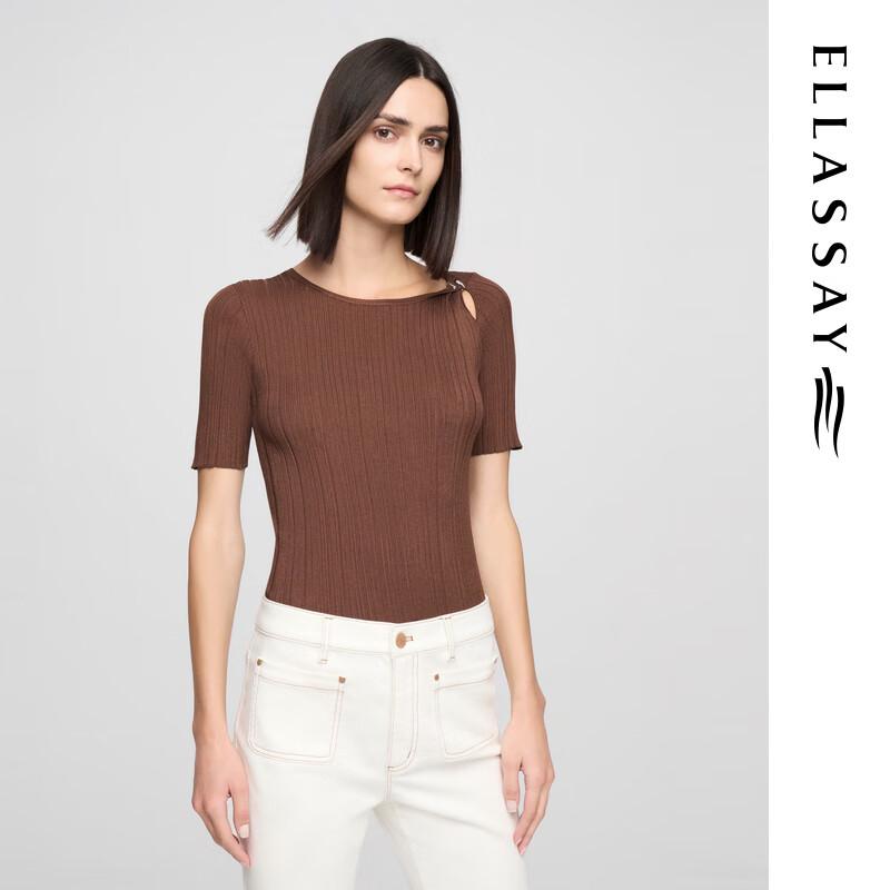 ELLASSAY Women s Acetate Silk Slim Knit Top XS
