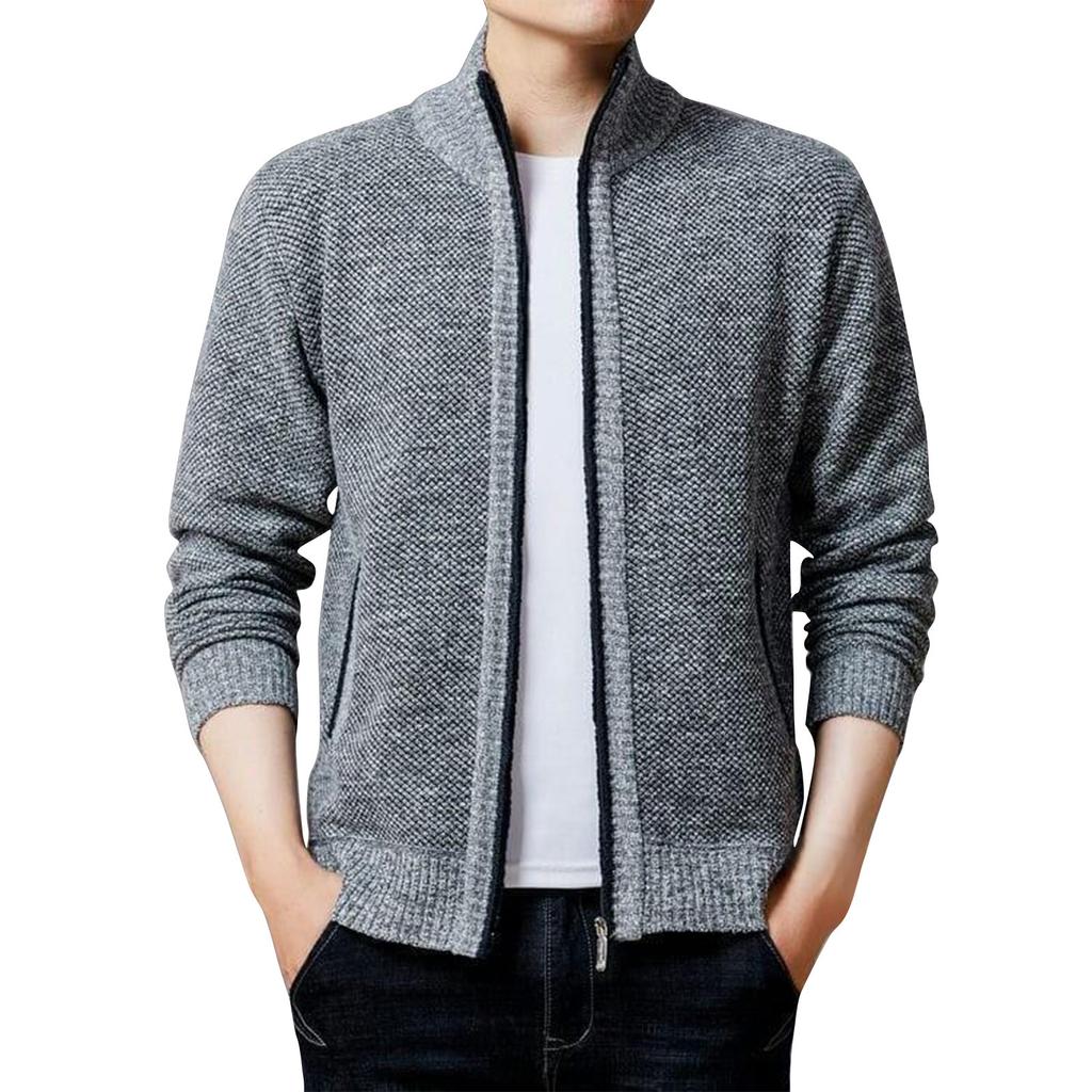 Men's Knitted Fleece Zipper Jacket Men's Sports Large Size Casual Jacket