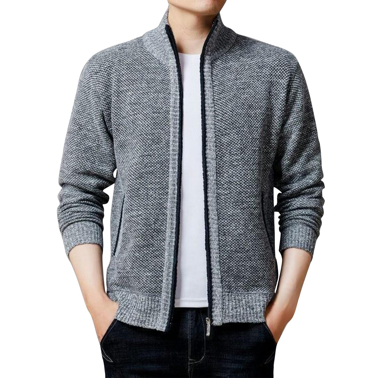 

Мужская вязаная флисовая куртка на молнии, мужская спортивная куртка большого размера в стиле кэжуал XXXL светло-серый