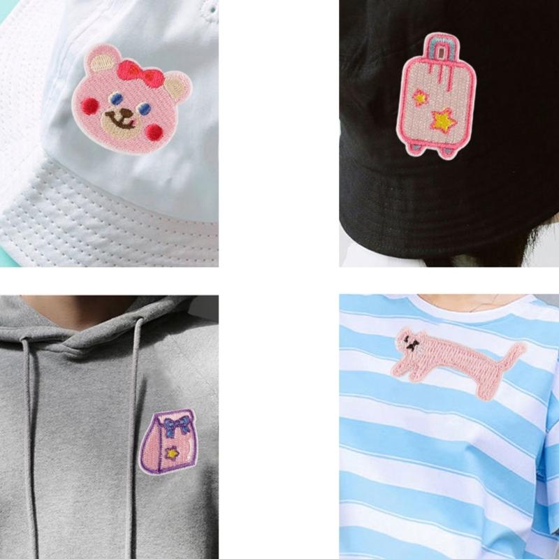 11 Pcs Suitcase Embroidered Patches Cats Iron on Patches Rabbits Repair Patches Sewing on Applique Patches for Bag