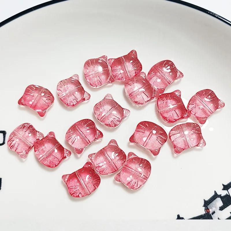 DW12 20 Stück Glas Kreativität Katzenkopf Perlen Niedlich Gerades Loch Lampwork Perle DIY Armbänder Halskette Ohrring DIY Zubehör