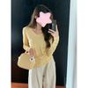 Neck bright yellow thin long-sleeved shirt women's bottoming shirt autumn slim fit pure desire style thin inner basic top