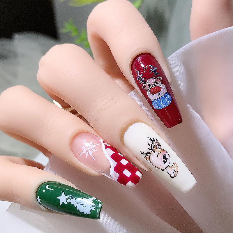 Cute Christmas Nail Stickers: Snowman, Santa, Snowflake & Reindeer Designs