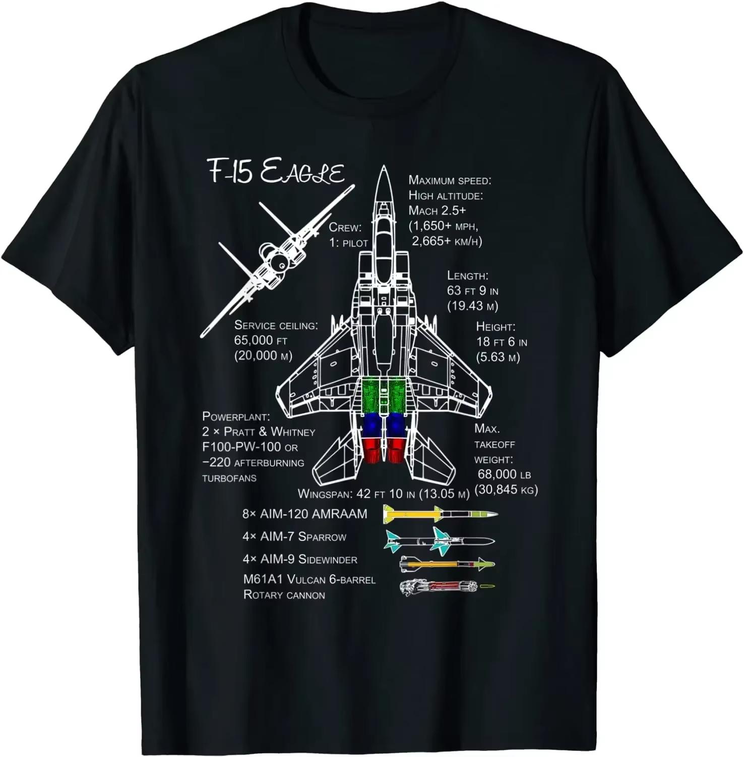 

Men s F-15 Eagle military hunting aircraft pattern printed pure cotton casual short-sleeved T-shirt Casual Pop music top - Me... S разноцветный