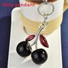 Cherry Keychain Bag Charm With Metallic Electroplating For Fashionable Car Accessories