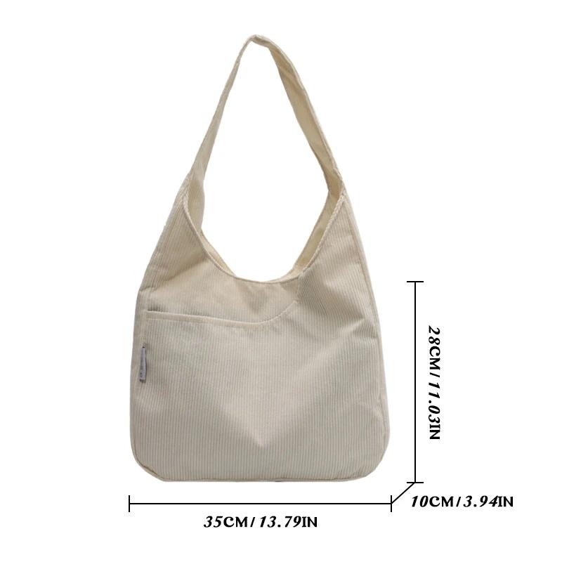 Fashion Women's Tote Bag Corduroy Simple Casual Large Capacity Designer Handbags for Women Travel Solid Shopper Bag