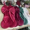 Velvet Christmas Bow Stockings: Festive Fireplace Hanging Gift & Candy Bags