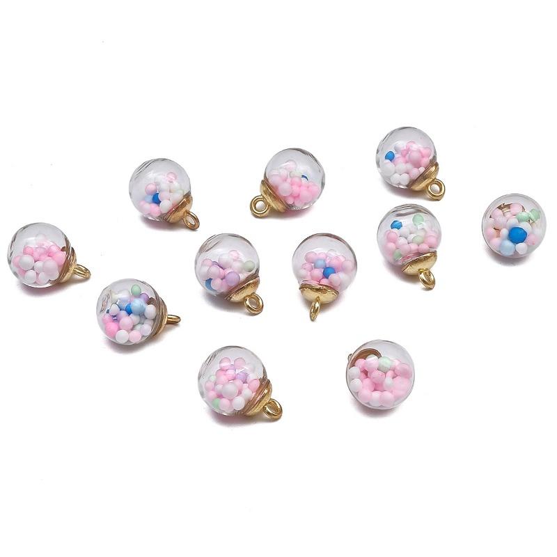 

10 шт/(пак) Подвески со звездами и блестками, прозрачный стеклянный шар, 16 мм, подвески, ремесленные изделия, ювелирные изделия ручной работы, сделай сам, для серег, ожерелья 10pcs/1pack schauss розовый
