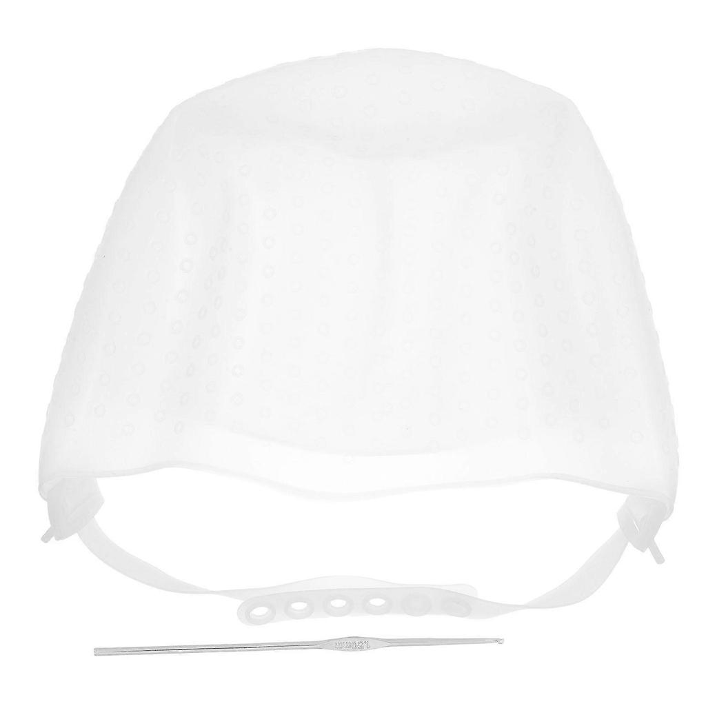 Reusable Silicone Highlight Hair Cap With Hook And Needle Hair Dyeing Staining Tools Punched Hole Cap Hair Coloring Products For Salon Home Use