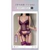 Domila Purple Grape Sexy Underwear Silk Splicing Perspective Bra Set with Gloves Socks Sexy Set