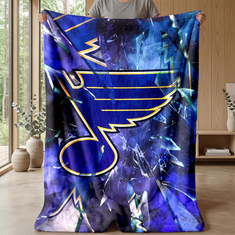 St. Louis BluesBedruckte Flanelldecke Gemütliche Hautfreundliche Warme Überwurfdecke für Sofa Bett Innenbereich Tägliche Nutzung