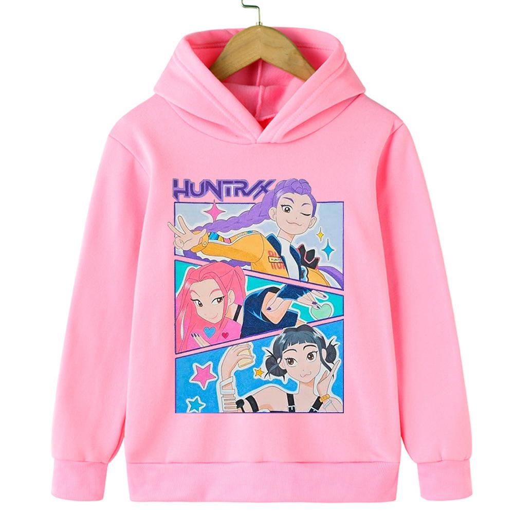 New KPop Demon Hunter Cartoon Girl Hoodie Children's Hallyu Printing Fashion Casual Blouse Casual Girl Clothing to Keep Warm