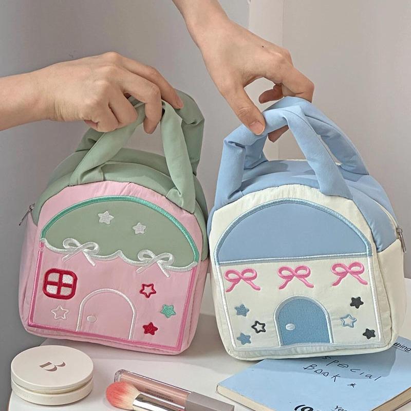 MINKYS Kawaii House Storage Bag Cute Pencil Makeups Storage Handbag School Office Stationery