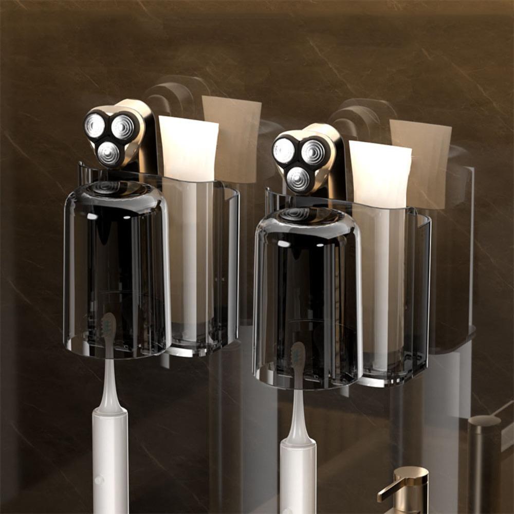 2pcs Wall Mounted Toothbrush Holder PET Mouthwash Cup Rack  Bathroom Accessories
