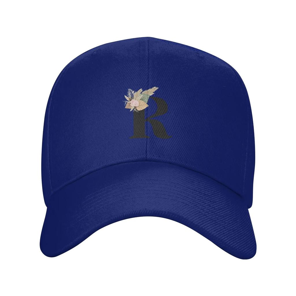 Letter R Floral Sun Baseball Cap Summer Women Unisex  Custom DIY Trucker Hat Sunscreen y2k Funny Tennis Skate Snapback Cap