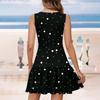 Ladies Casual Fashion V-Neck Sleeveless  Print Dress