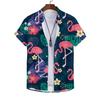 Camisa Vintage para Hombre con Flamenco Impresión 3D Ropa de Alta Calidad Camisa Holgada Oversize Moda Casual Manga Corta