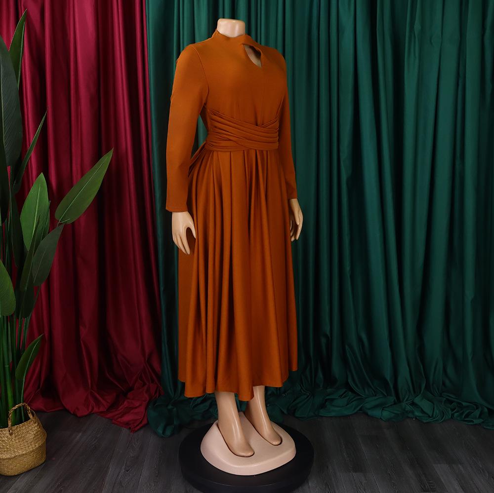 Elegantní Africké Šaty Sukně D3252 Nadměrná Velikost S Skládaným Vzorem