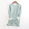 Women's Fashionable Solid Color Round Neck Long Sleeved Plush Warm Pullover Top