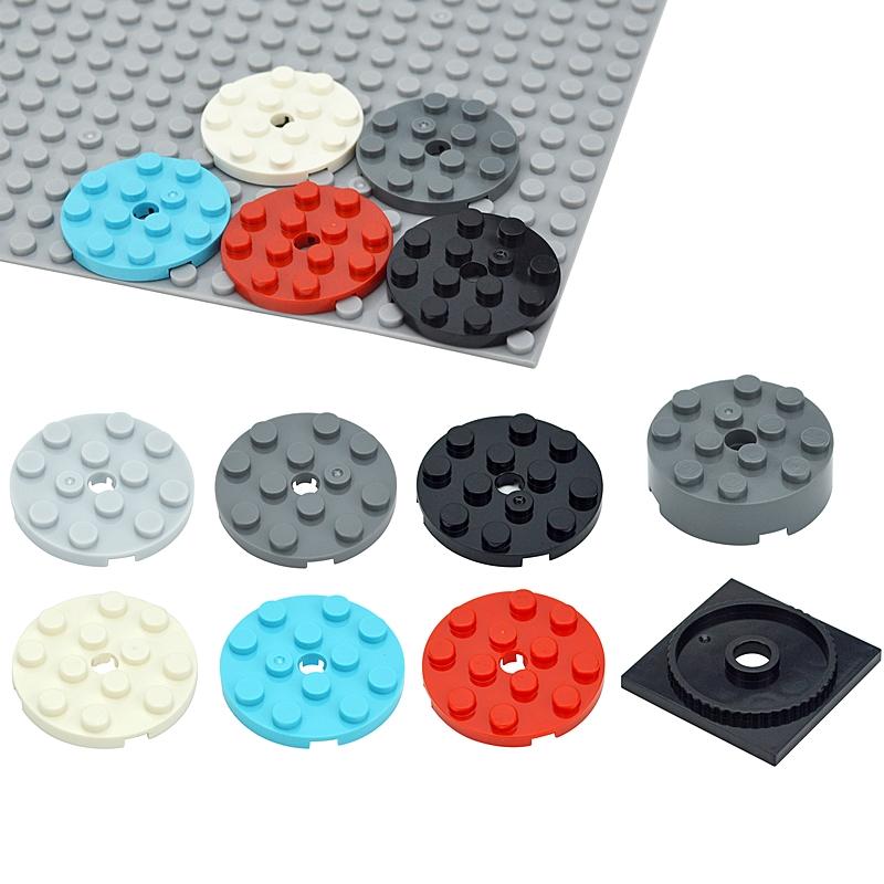 DIY Building Blocks 60474 Plate Round 4x4 With Pin Hole Parts MOC Compatible 87081 61485 Educational Creative Toys For Children