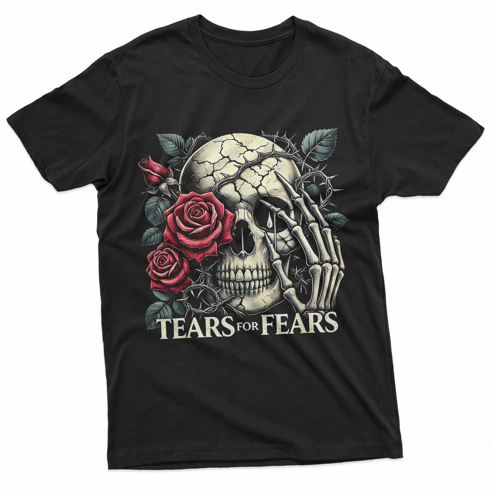Tears For Fears Gothic Skull And Roses Dark Aesthetic T-Shirt XL