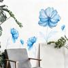 Light Blue Flower Wall Sticker for Bedroom Background Decor PVC Peel and Stick Decal