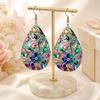 Flower Teardrop Earrings for Women Colorful Floral Teardrop Drop Dangle Earrings Unique Elegant Lightweight Double Sided Earring Summer Statement