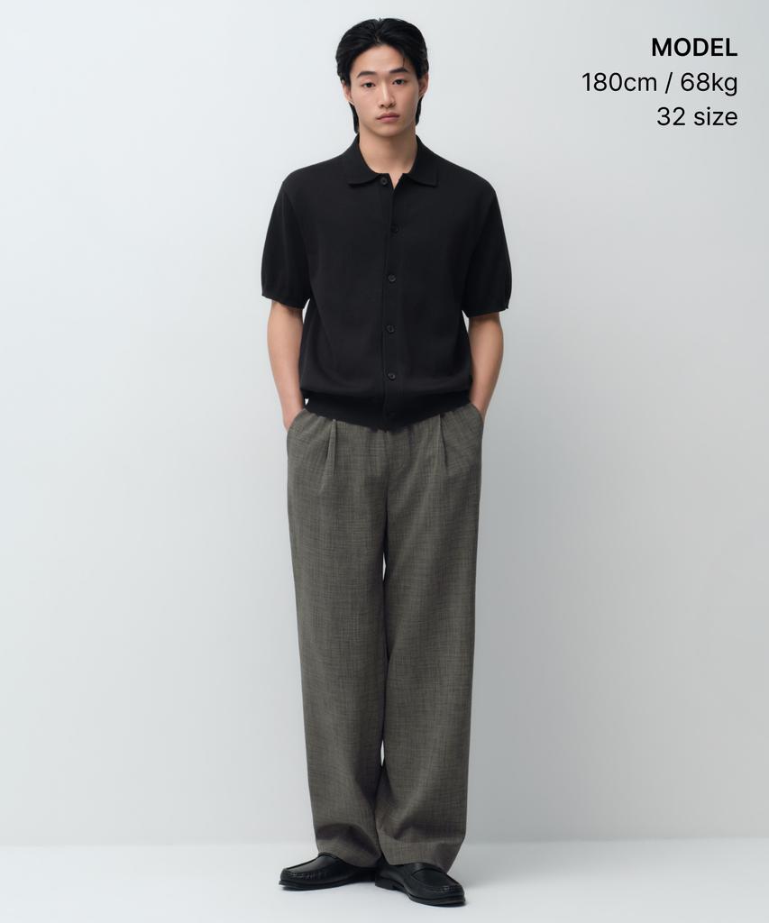 Musinsa Standard Crinkle Linen-Like Wide Elastic Pants [Khaki Gray]