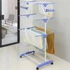 Drying Clothes Rack Folding Multi Functional Stainless Steel 3-Layer Household Floor Type Drying Racks Mobile Coat Storage Shelf