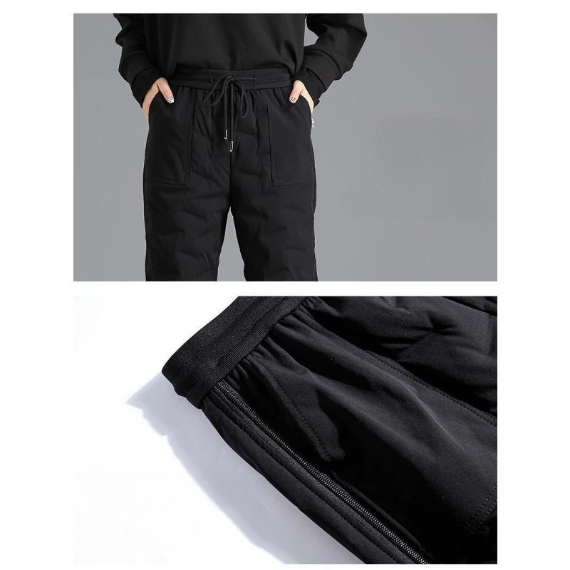 Women Winter Sports Pant Solid Color Elastic Waistband Leisure Versatile Pants Warm Comfortable Trousers