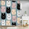 Cat Printed Shower Curtain Cartoon Animal Bath Curtains Bathroom For Bathtub Bathing Cover Shower Curtains with 12 Pcs Hooks