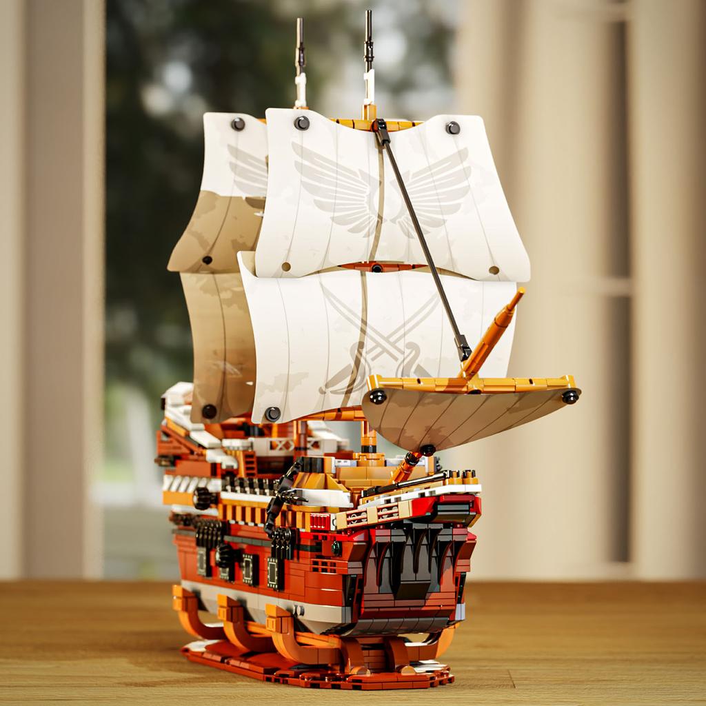 2076pcs Pirates Of The Mayflower Warship Building Blocks Boat Bricks Caribbean MOC Assembly Toys For Kids Birthday Gifts