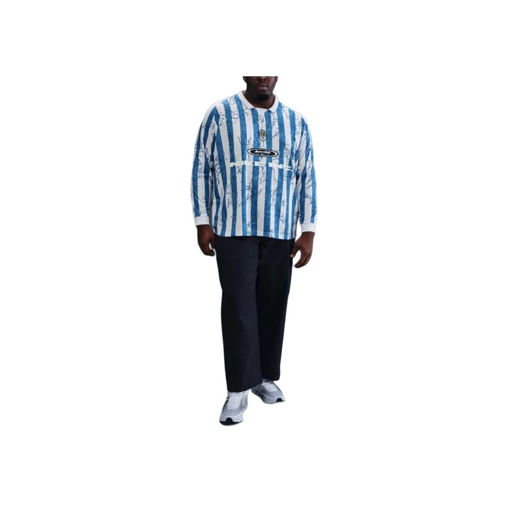 Nike Air Loose Breathable Polo Long Sleeve T-Shirt Men Tops Mind-Blue Light-Armor-Blue White IB9007-436