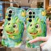 Phone Case: 2D Flat Design Suitable for Samsung Galaxy A34 A35 M05 M06 S20 S22 S21 FE Plus 5G Protective Case, Green Little Dinosaur, Perfect Christma