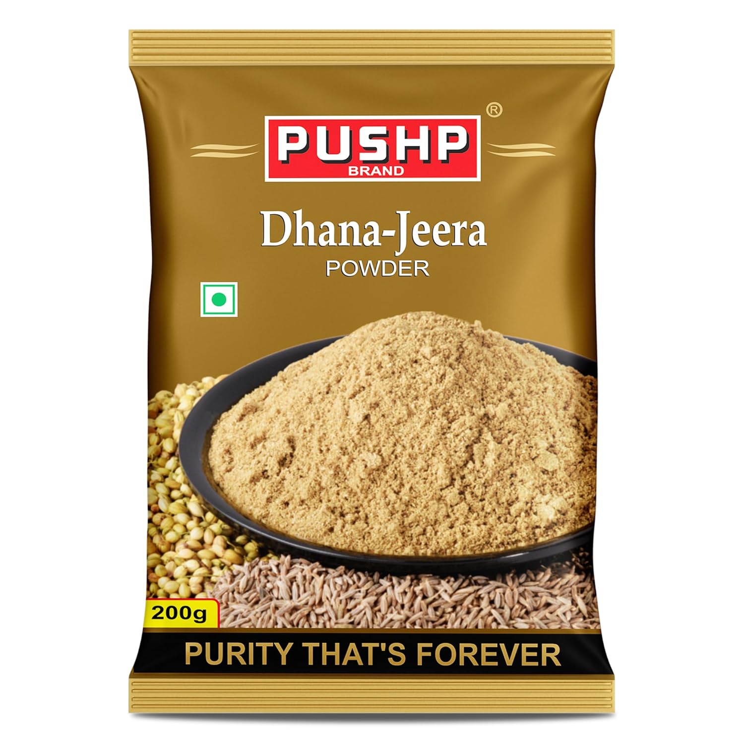 Pushp Dhana Jeera Powder Premium Coriander Cumin Blend Authentic Indian Spice For Everyday Cooking Rich Aroma 200g Pouch