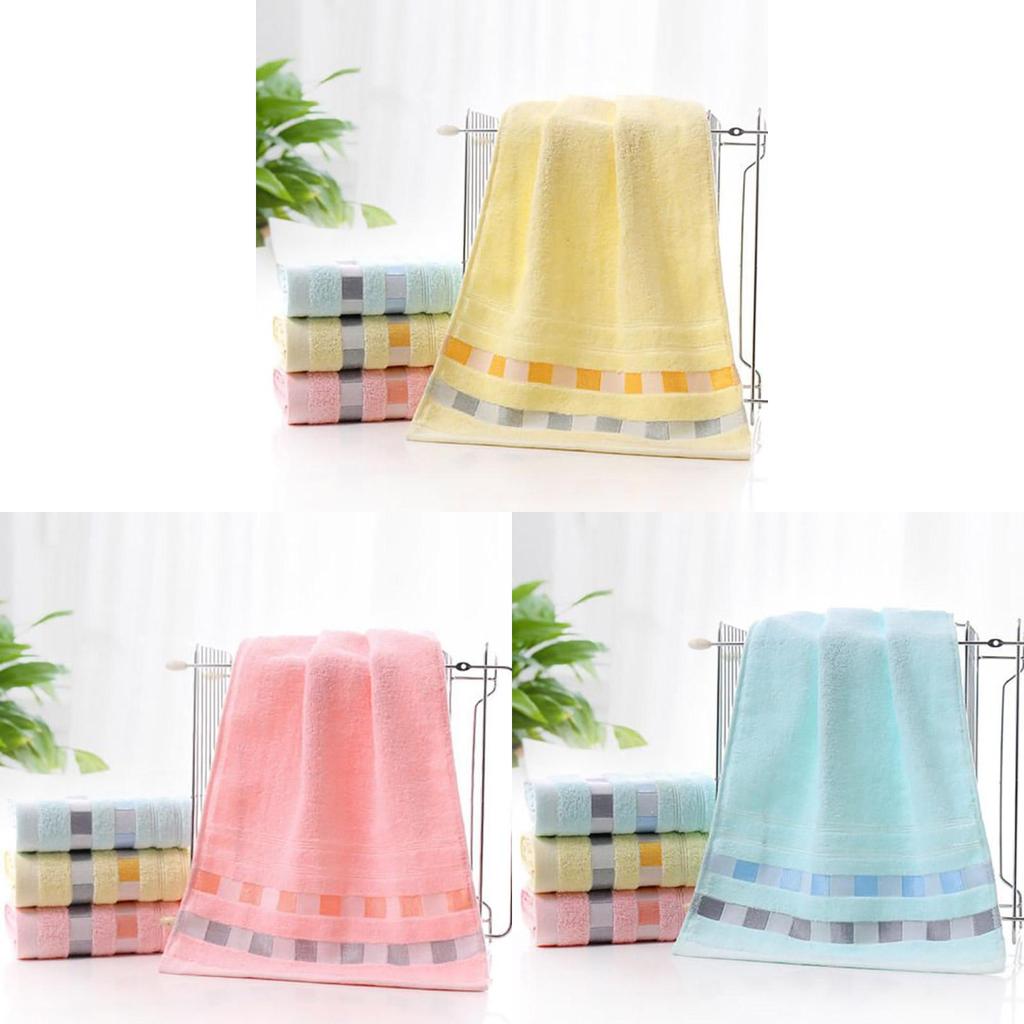 Premium Cotton Thick Absorbent Face Towel Soft Washcloth For Home Use In Blue Yellow And Pink